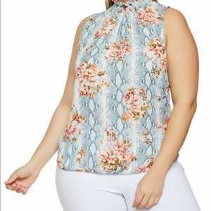 NWOT Plus Size Floral Snake Print Sleeveless Top